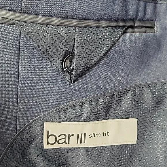 BAR III Slim fit Wool Blend Sport Coat Suit Jacket Men's 44L in blue